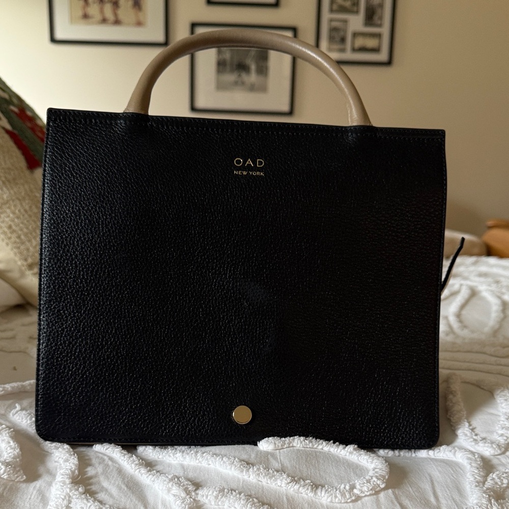 OAD New York Black Satchel with Tan Handles